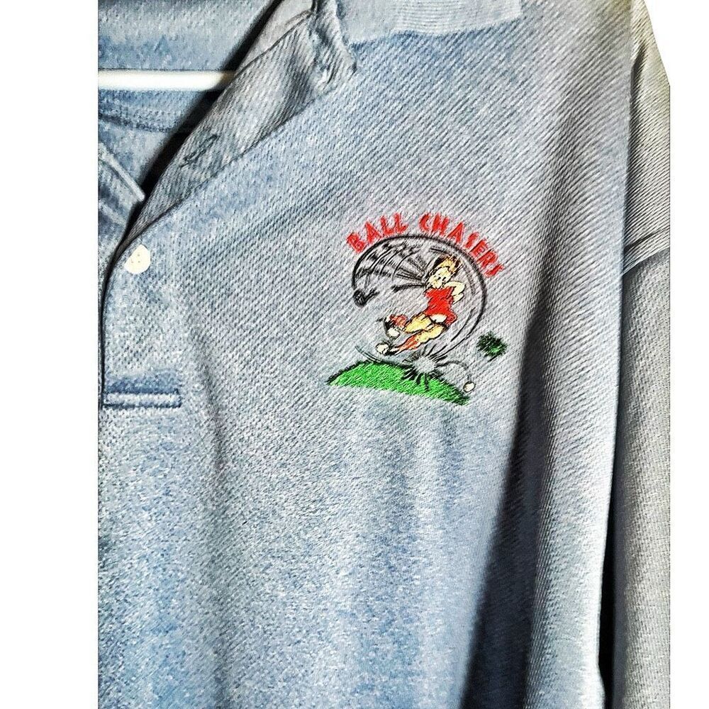 Men’s Ball Chasers Blue Polo‎ Shirt Size Large - Picture 3 of 5